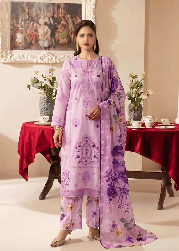 FANTAK TAHANI Vol 179 Digital Print Slub Lawn Embroidered 3Pcs Unstitched Suit