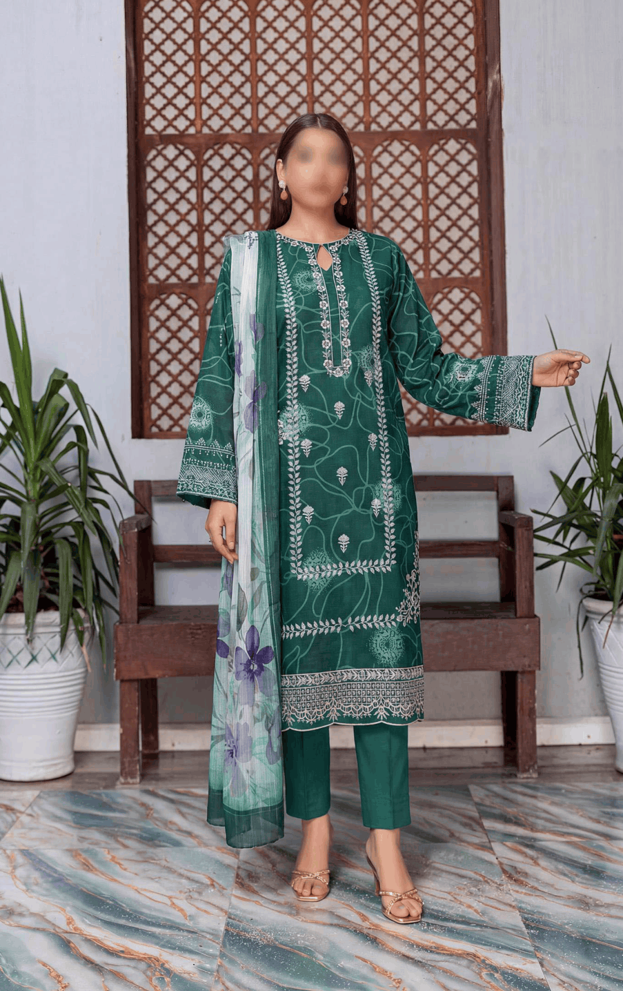 FANTAK RANG RASIA Vol 165 Digital Print Slub Lawn Embroidered 3PC Suit With Fancy Voile Print Dupatta