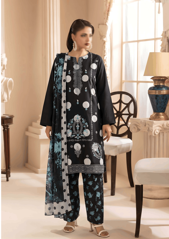 FANTAK TAHANI Vol 179 Digital Print Slub Lawn Embroidered 3Pcs Unstitched Suit