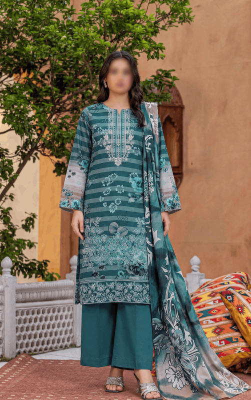 FANTAK FLOSSY FINCH Vol.161 Digital Print Fancy Slub Lawn Embroidered Unstitched 3Pcs Suit