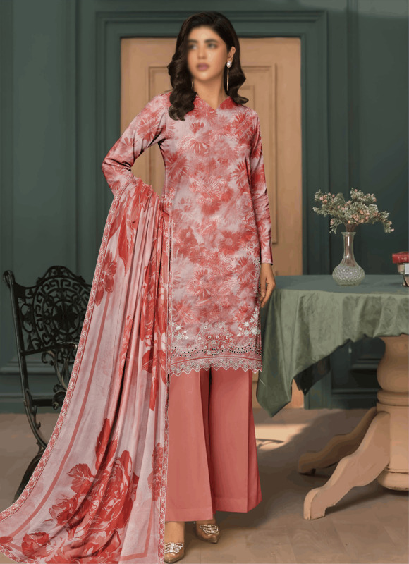 FANTAK PARISHAY Vol 136 Digital Print Slub Lawn Embroidered Unstitched 3 Pcs Suit