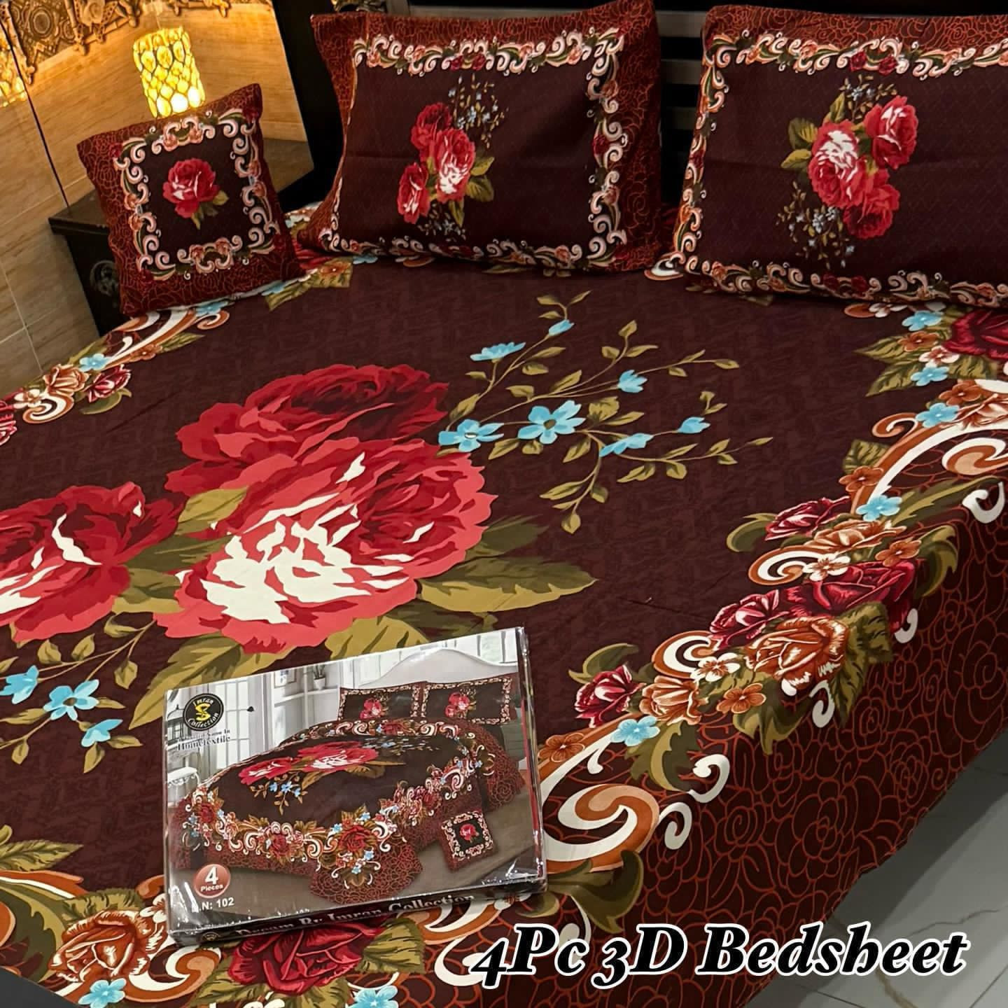 3D Panel Bedsheet Set (4PC) – King Size