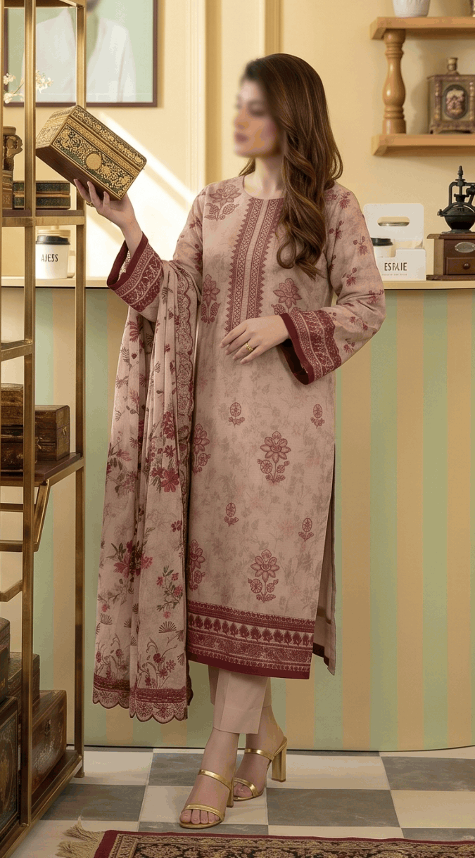Fantak KASERIYA Vol 167 Digital Print Slub Lawn Embroidered 3PC Suit