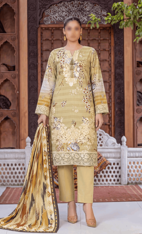 FANTAK FLOSSY FINCH Vol.161 Digital Print Fancy Slub Lawn Embroidered Unstitched 3Pcs Suit
