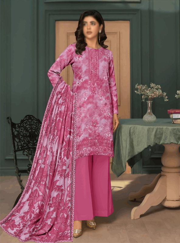 FANTAK PARISHAY Vol 136 Digital Print Slub Lawn Embroidered Unstitched 3 Pcs Suit
