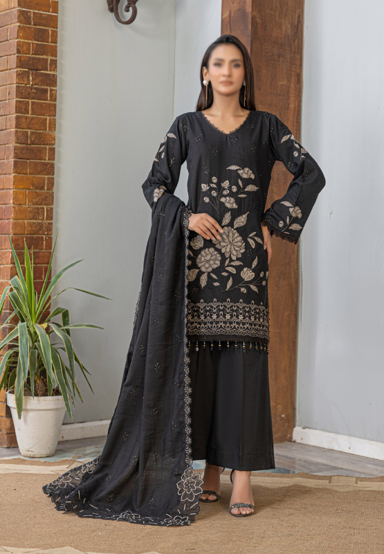 Fantak — SIGNATURE Vol.01 | 3 Piece Luxury Slub Peach Embroidered Suit