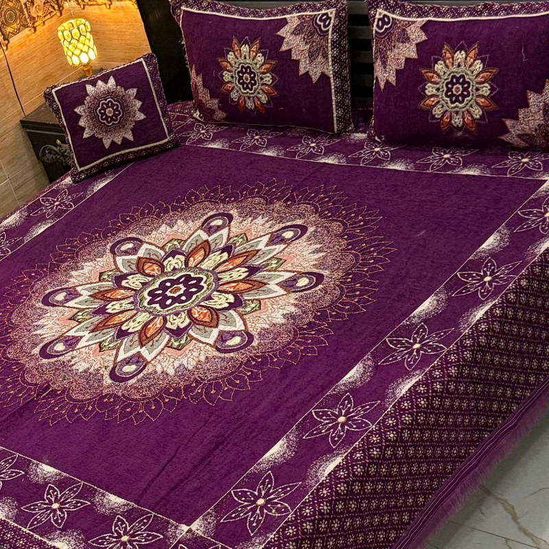Velvet Jacquard Bedsheet Set (4PC) – King Size