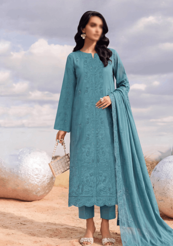 FANATK POLKI Vol 224 Luxury Slub Lawn Embroidered 3PC Suit