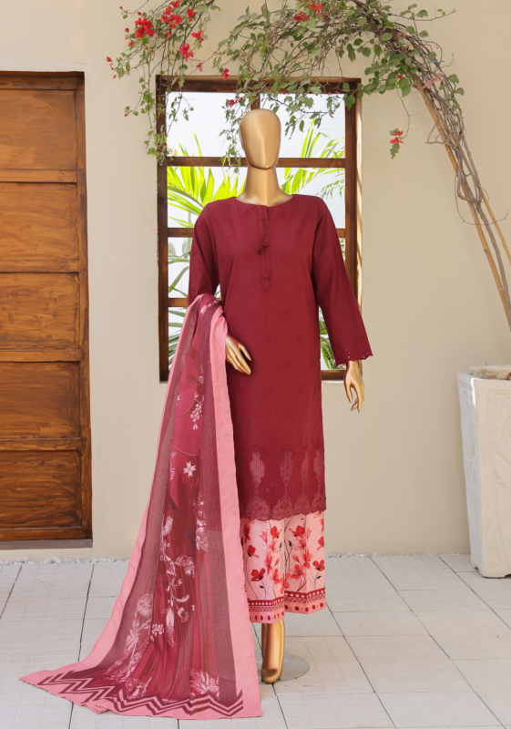 HZ 3PC Unstitched Khaddar Embroidered Chikankari Suit with Luxurious Pashmina Shawl