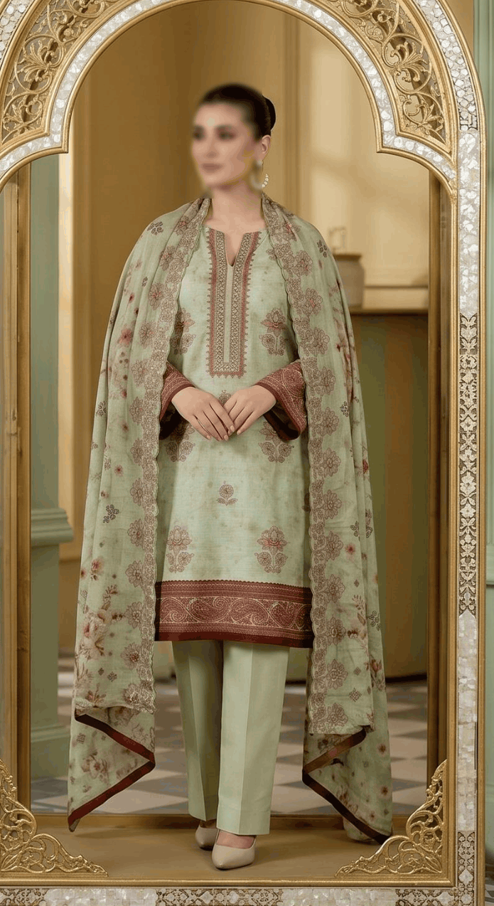 Fantak KASERIYA Vol 167 Digital Print Slub Lawn Embroidered 3PC Suit