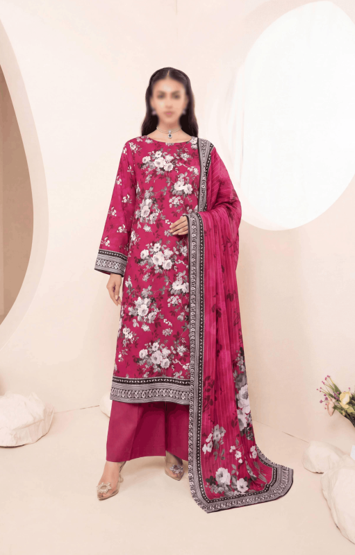 FANTAK Glow Vol 301 Digital Print Premium Lawn unstitched 3Pcs Suit