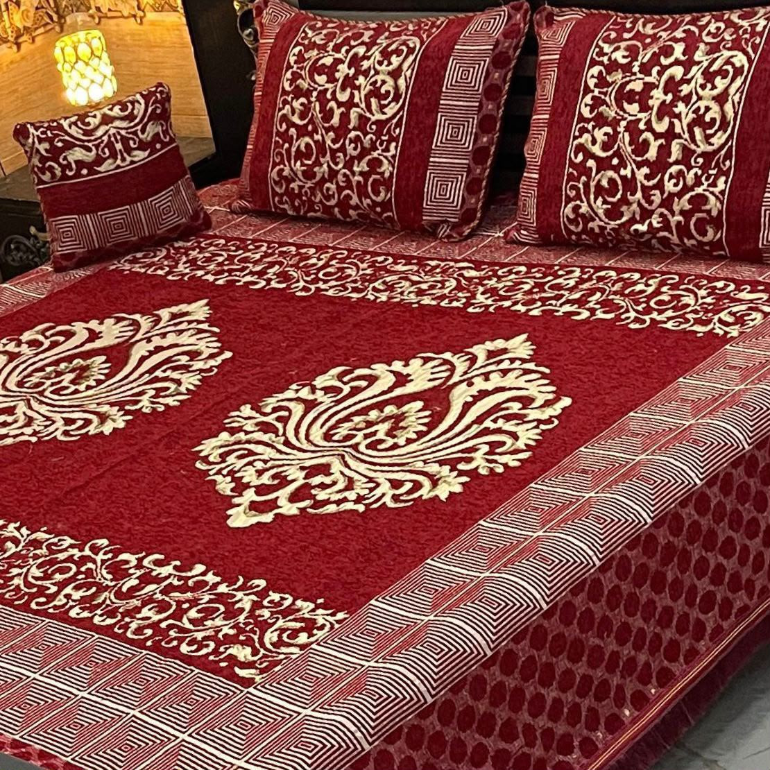 Velvet Jacquard Bedsheet Set (4PC) – King Size