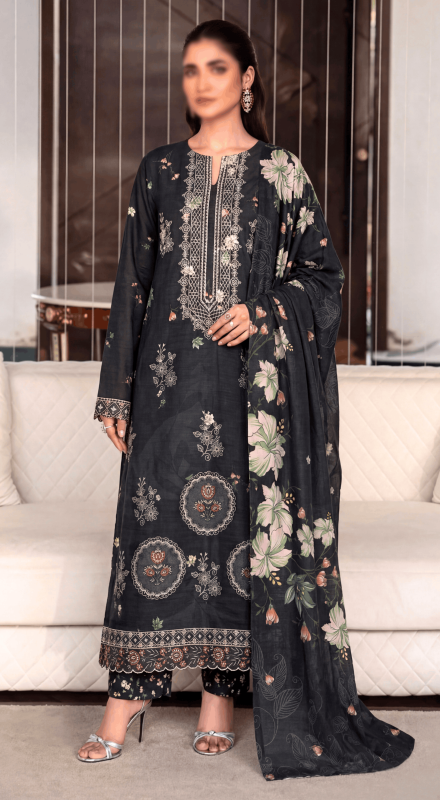 FANTAK SERENE Vol.197 Digital Print Slub Lawn Embroidered 3Pcs Unstitched Suit