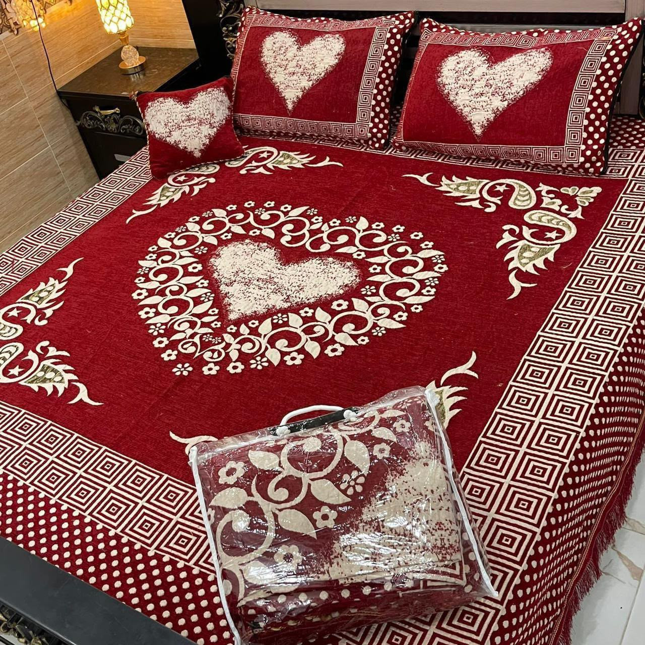 Velvet Jacquard Bedsheet Set (4PC) – King Size