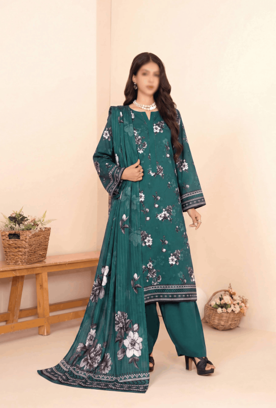FANTAK Glow Vol 301 Digital Print Premium Lawn unstitched 3Pcs Suit