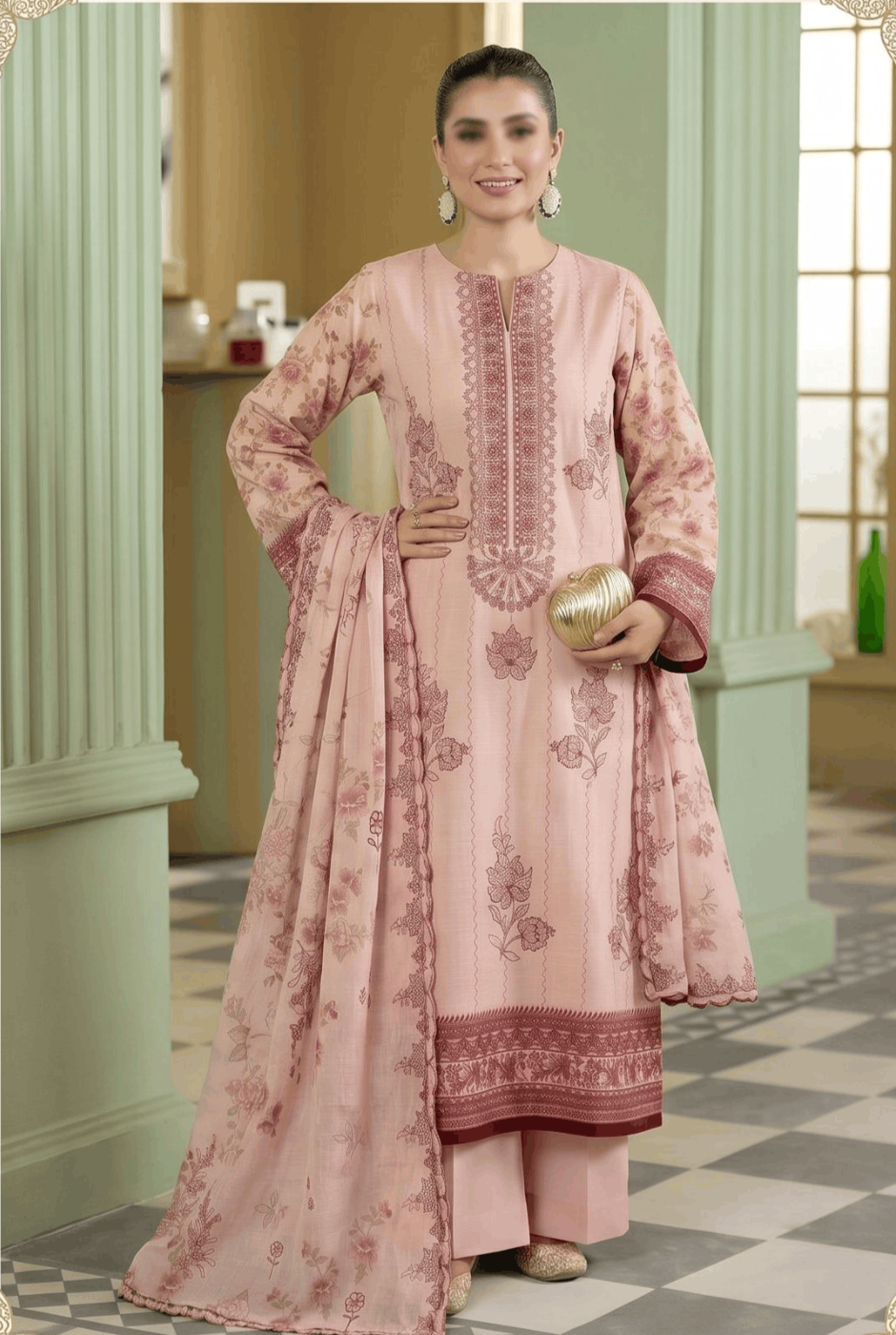 Fantak KASERIYA Vol 167 Digital Print Slub Lawn Embroidered 3PC Suit