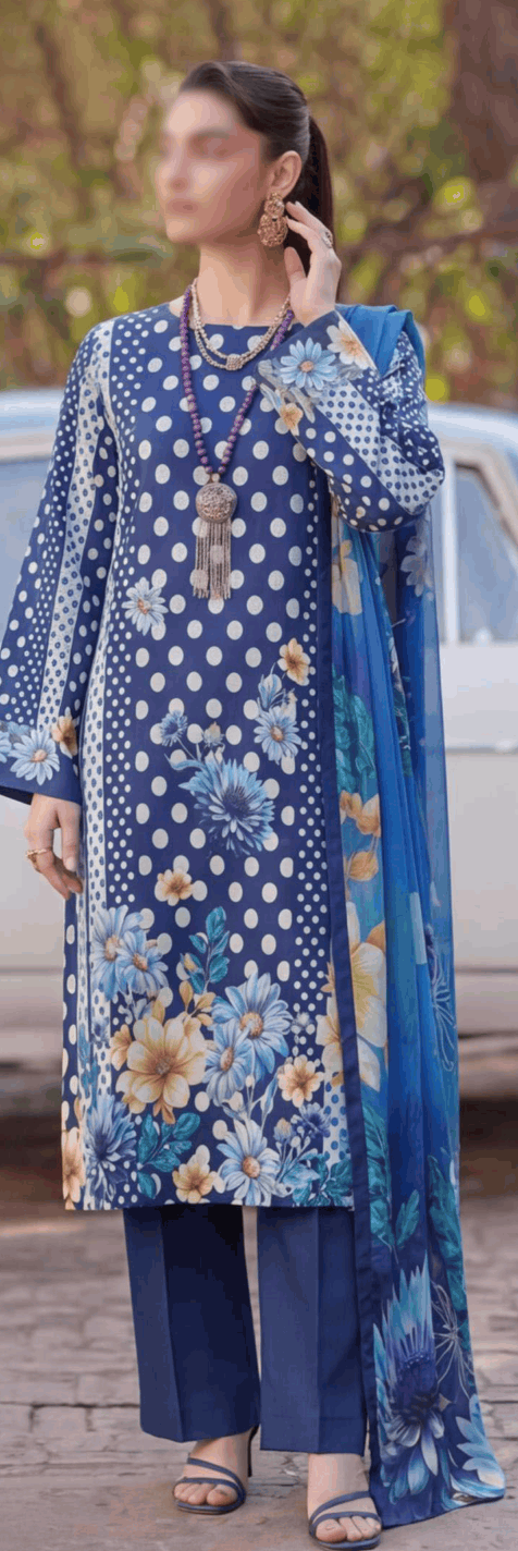 FANTAK Polka Pearl Vol 220 Digital Print Premium Lawn Unstitched 3Pcs Suit