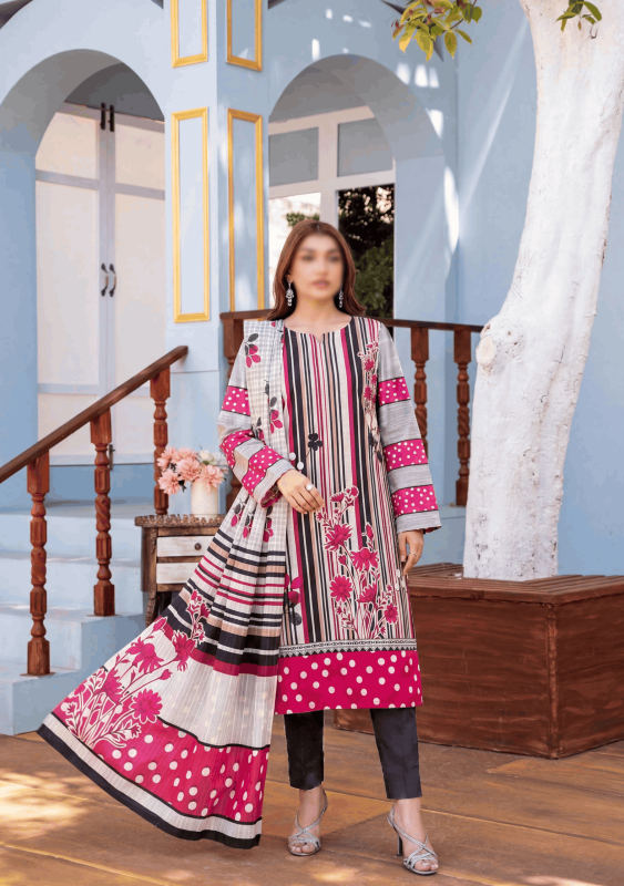 Fantak GULNAR Vol .154 Digital Print Fancy Slub Lawn Unstitched 3PC Suit
