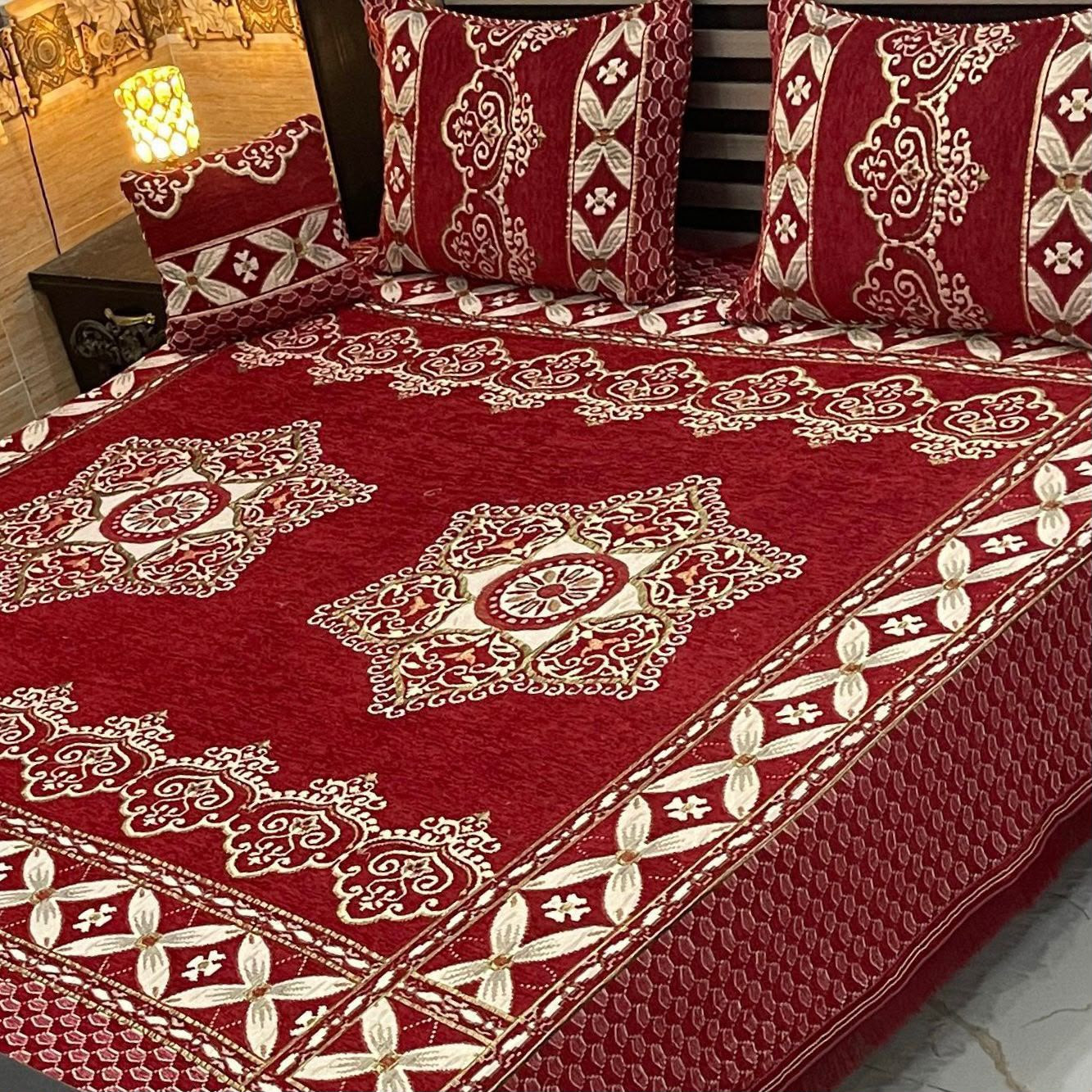 Velvet Jacquard Bedsheet Set (4PC) – King Size