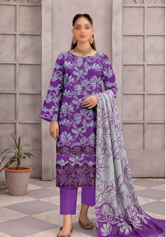 FANTAK ZYNC Vol 138 Digital Print Slub Lawn Embroidered 3Pcs Unstitched Suit
