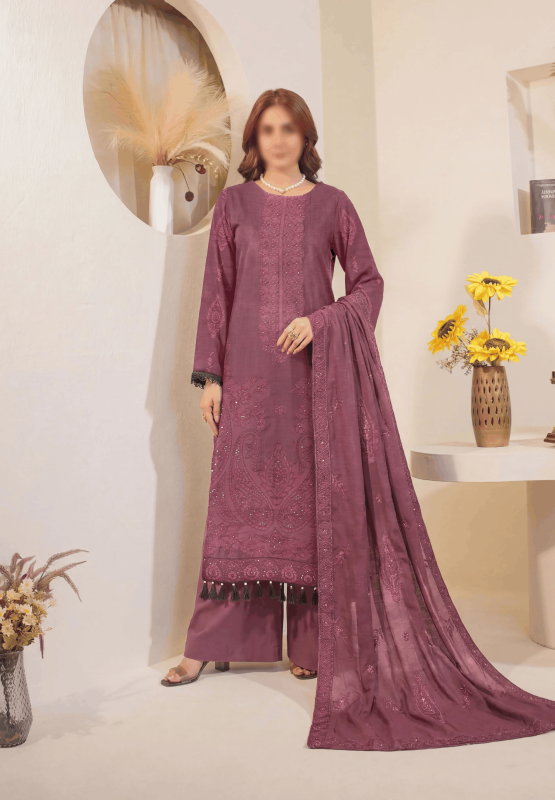 FANTAK LAAJ VOL 225 LUXURY SLUB LAWN EMBROIDED UNSTITCHED 3PCS SUIT