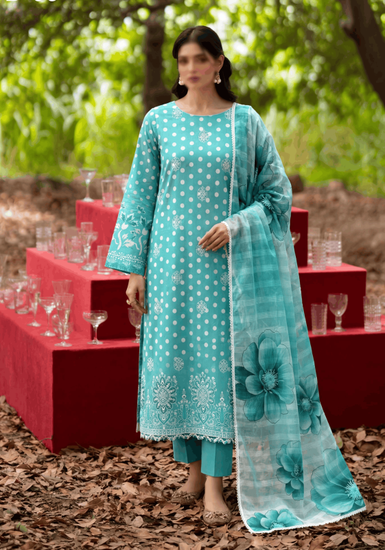 FANTAK PEARL VOL 303 DIGITAL PRINT PREMIUM LAWN EMBROIDED 3 Pcs Unstitched Suit