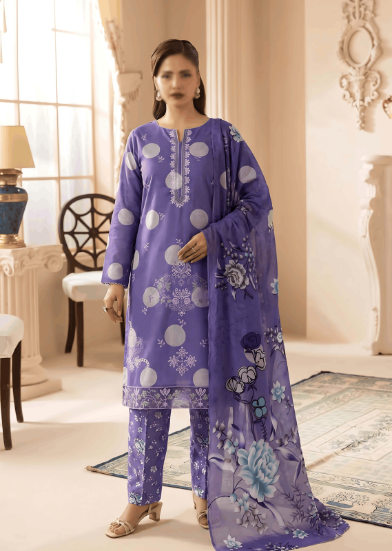 FANTAK TAHANI Vol 179 Digital Print Slub Lawn Embroidered 3Pcs Unstitched Suit
