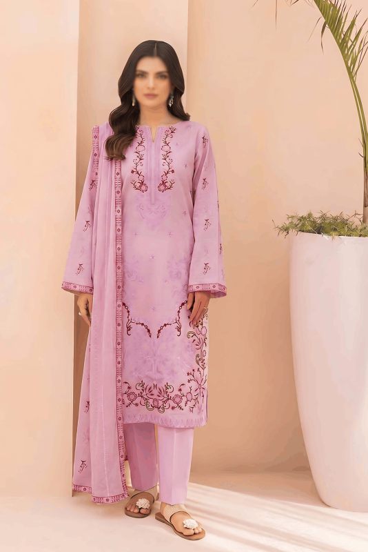 FANTAK OLIVE VOL 226 LUXURY SLUB LAWN EMBROIDERED UNSTITCHED 3 PCS SUIT