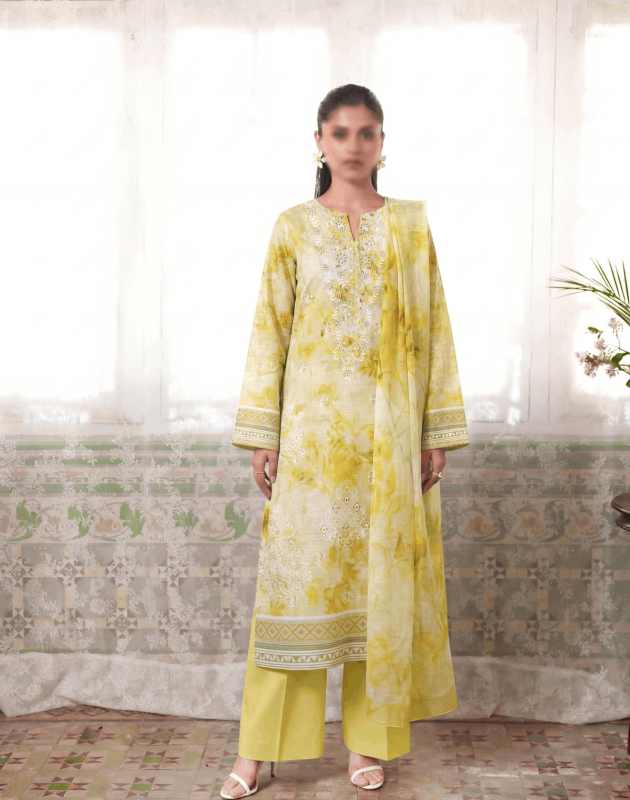 FANTAK ANDAAZ Vol 169 Digital Print Fancy Slub Lawn Embroidered unstitched 3PC suit