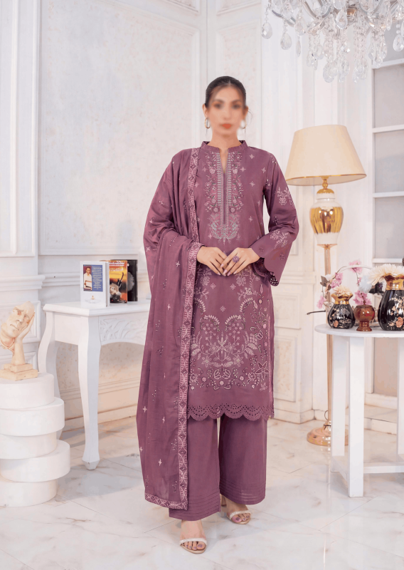 FANTAK REET VOL 227 LUXURY SLUB LAWN EMBROIDERED UNSTITCHED 3PCS SUIT