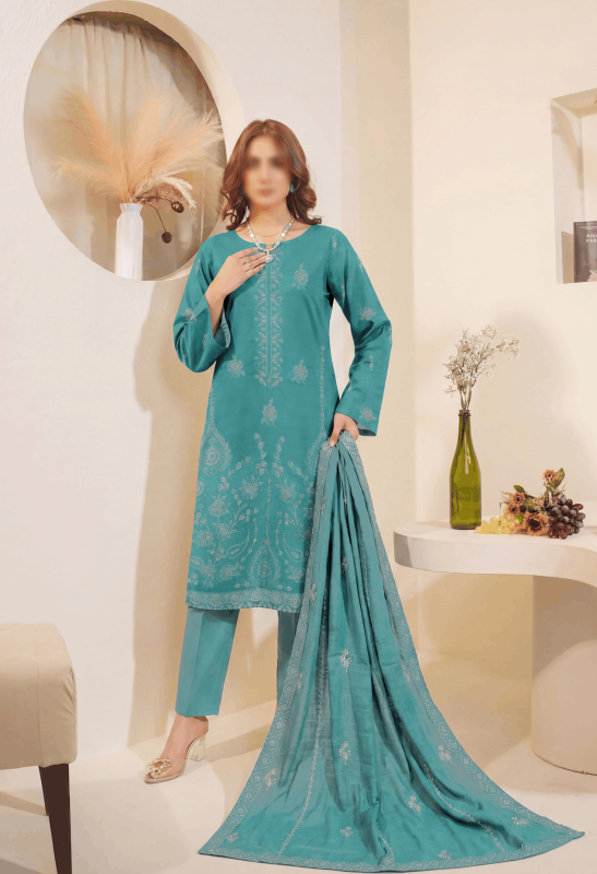 FANTAK LAAJ VOL 225 LUXURY SLUB LAWN EMBROIDED UNSTITCHED 3PCS SUIT