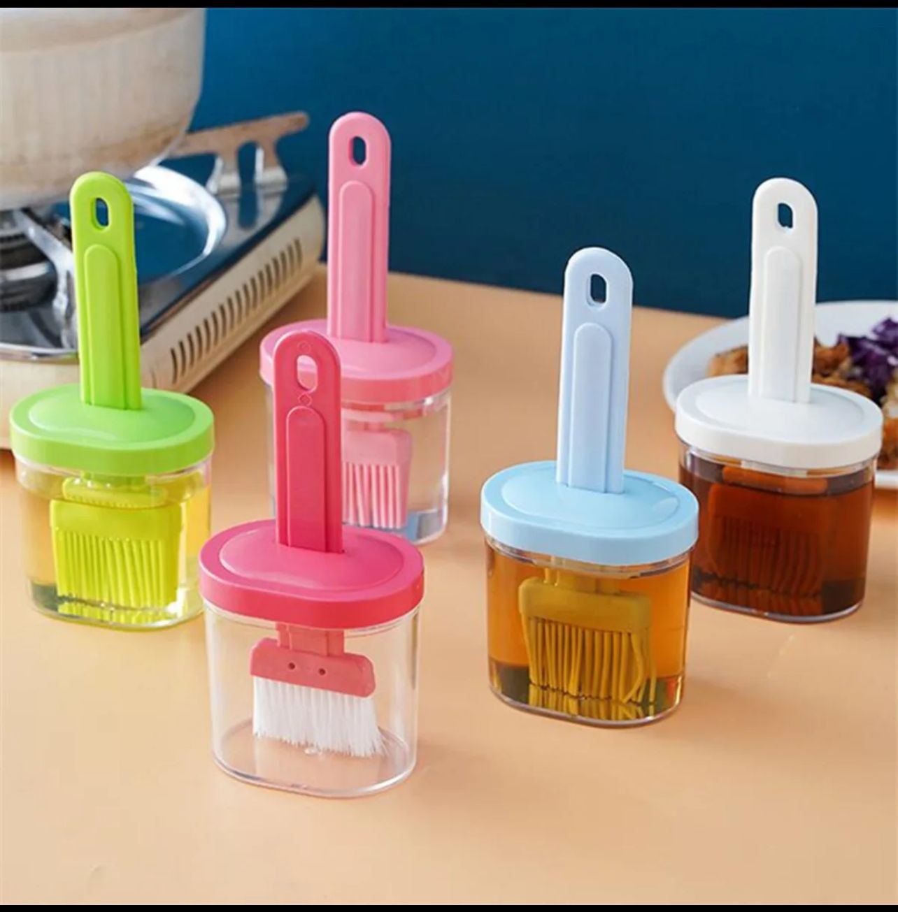 Oil Bottle with Silicone Brush for Cooking BBQ Kitchen