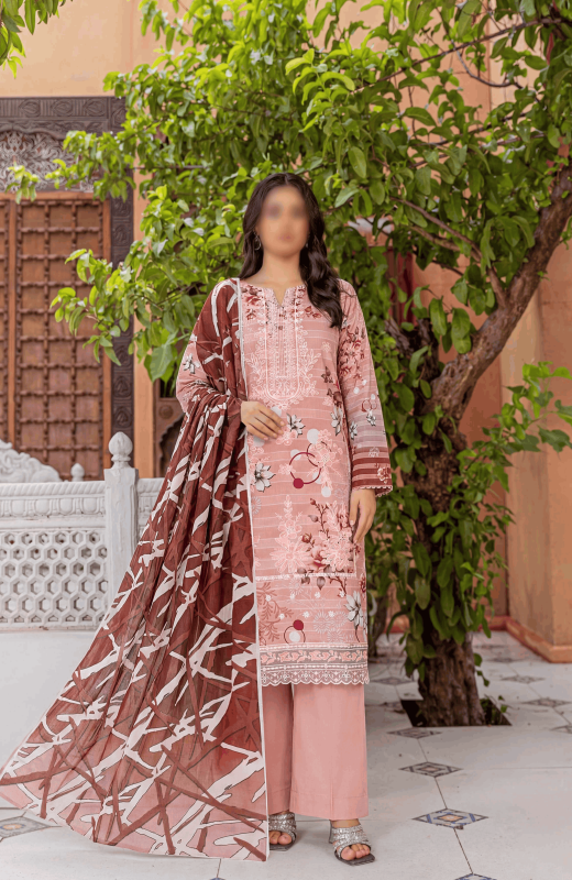 FANTAK FLOSSY FINCH Vol.161 Digital Print Fancy Slub Lawn Embroidered Unstitched 3Pcs Suit