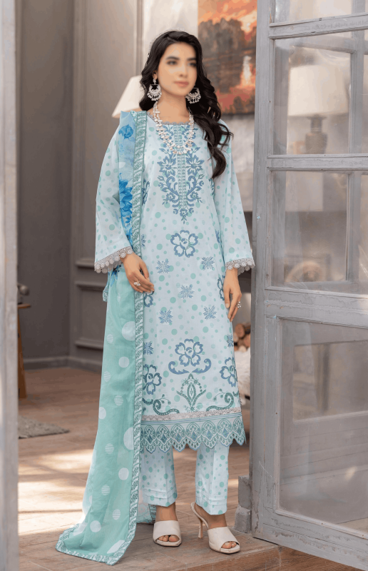 FANTAK BINDI VOL 193 DIGITAL PRINT PREMIUM LAWN EMBROIDERED UNSTICHTED 3PCS SUIT