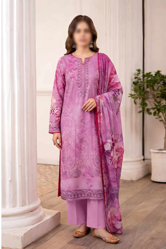 FANTAK RUBY Vol.308 Digital Print Premium Lawn Embroidered 3Pcs Unstitched Suit