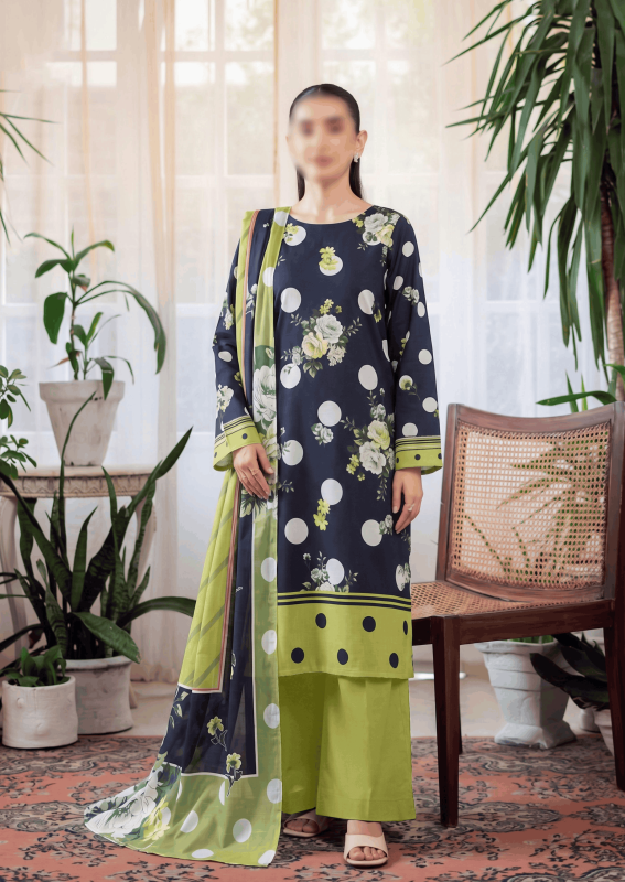 FANTAK FLORAL DOTS VOL 183 DIGITAL PRINT PREMIUM LAWN 3PCS UNSTITCHED SUIT