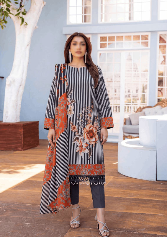 Fantak GULNAR Vol .154 Digital Print Fancy Slub Lawn Unstitched 3PC Suit
