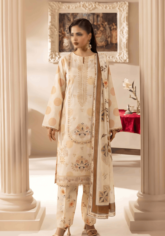 FANTAK TAHANI Vol 179 Digital Print Slub Lawn Embroidered 3Pcs Unstitched Suit