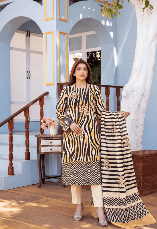 Fantak GULNAR Vol .154 Digital Print Fancy Slub Lawn Unstitched 3PC Suit