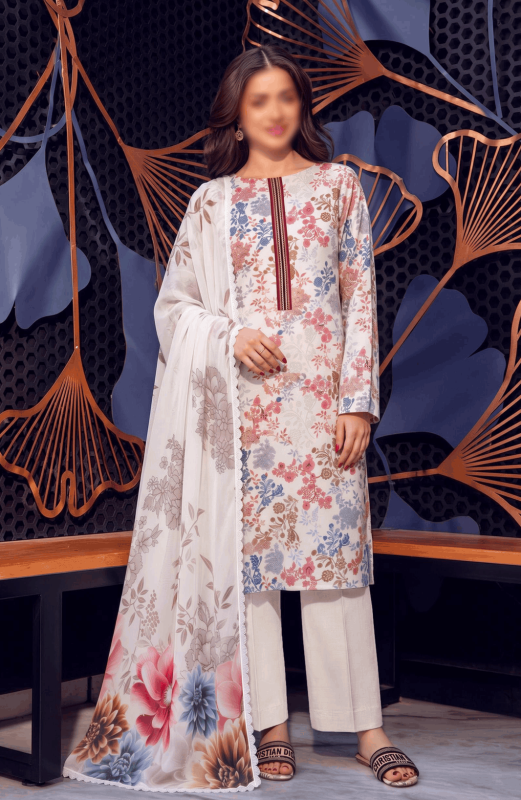 FANTAK ELEGANCE VOL 324 DIGITAL PRINT PREMIUM LAWN 3PCS BRANDED SUIT