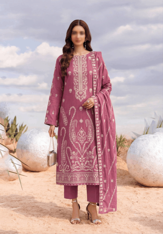 FANATK POLKI Vol 224 Luxury Slub Lawn Embroidered 3PC Suit