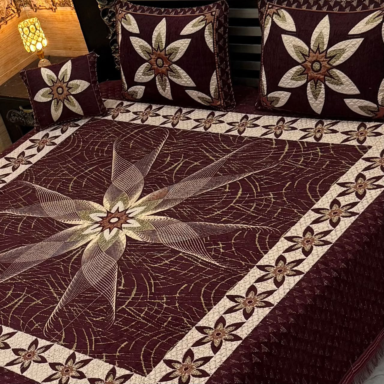 Velvet Jacquard Bedsheet Set (4PC) – King Size