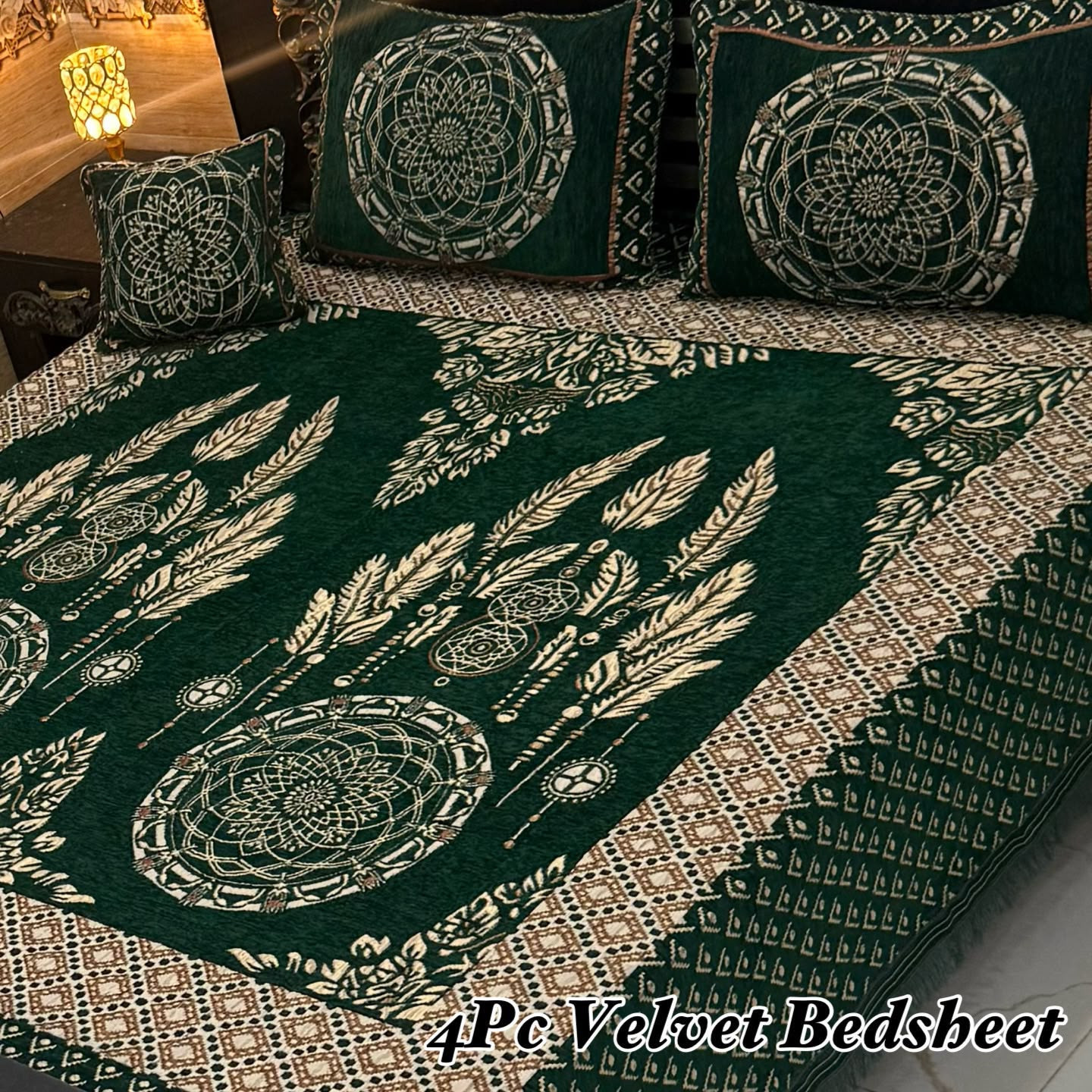 Velvet Jacquard Bedsheet Set (4PC) – King Size