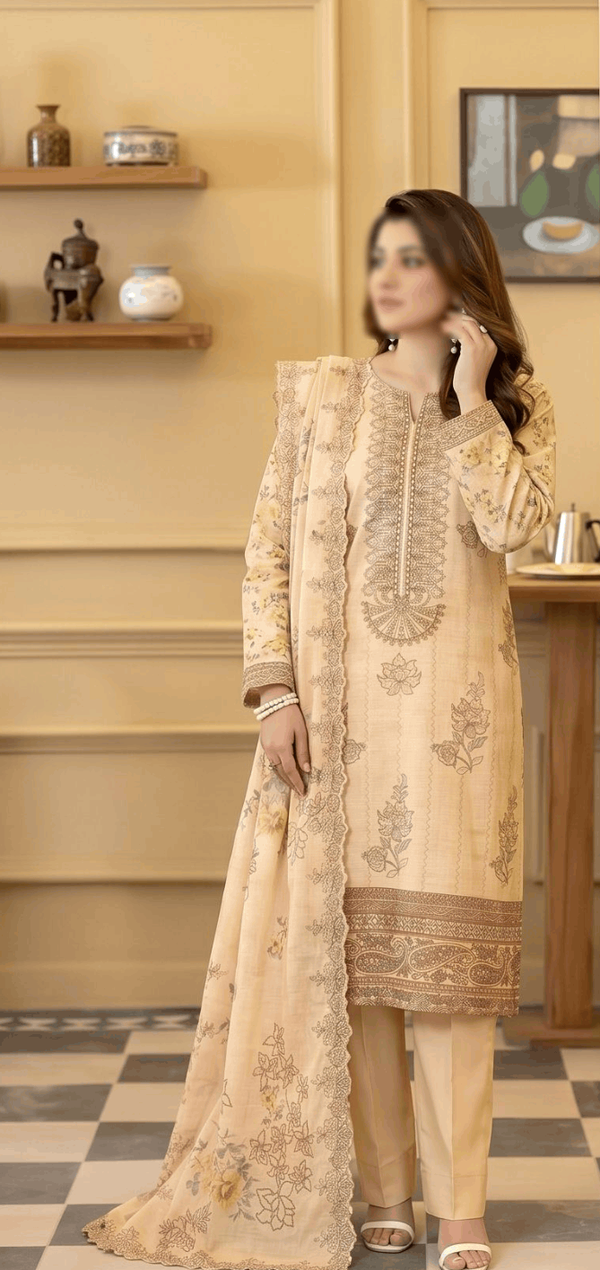 Fantak KASERIYA Vol 167 Digital Print Slub Lawn Embroidered 3PC Suit