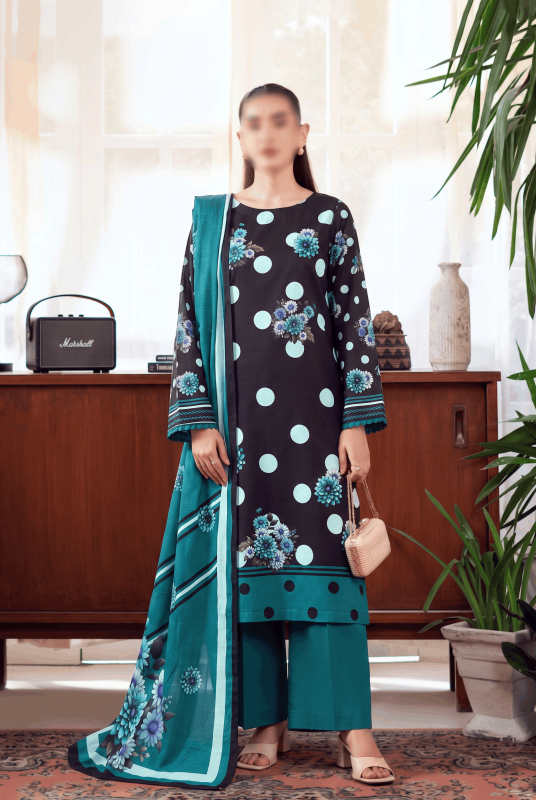 FANTAK FLORAL DOTS VOL 183 DIGITAL PRINT PREMIUM LAWN 3PCS UNSTITCHED SUIT