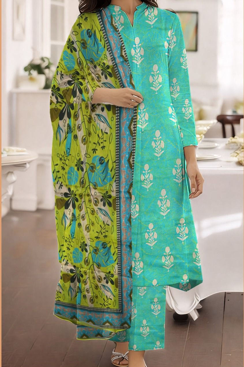 Orang | RPL Digital Lawn 3 Pcs Suit – Printed Shirt with Voil Dupatta