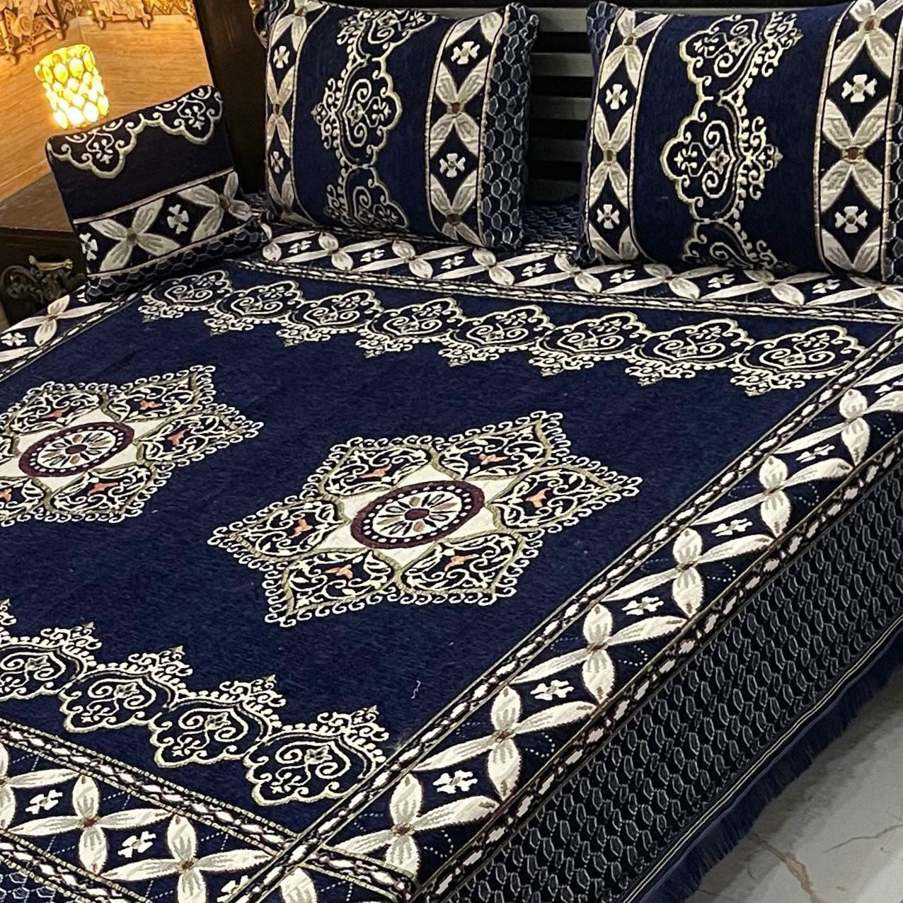 Velvet Jacquard Bedsheet Set (4PC) – King Size