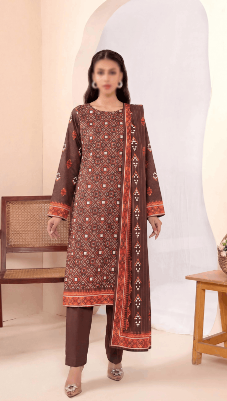 FANTAK Glow Vol 301 Digital Print Premium Lawn unstitched 3Pcs Suit