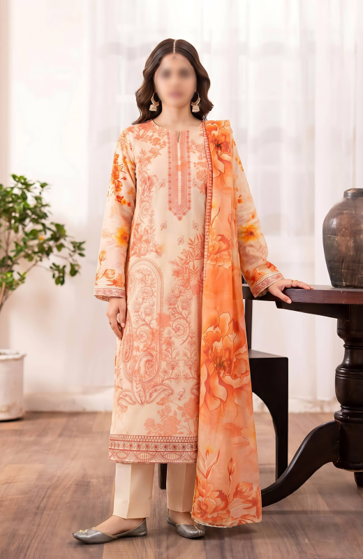 FANTAK RUBY Vol.308 Digital Print Premium Lawn Embroidered 3Pcs Unstitched Suit