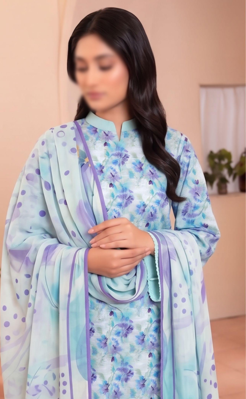 FANTAK ZYNC Vol 138 Digital Print Slub Lawn Embroidered 3Pcs Unstitched Suit